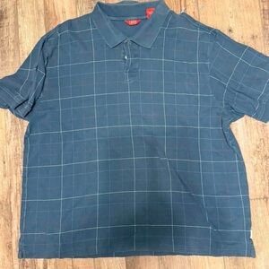 Izod Men's Blue Grid Polo Shirt